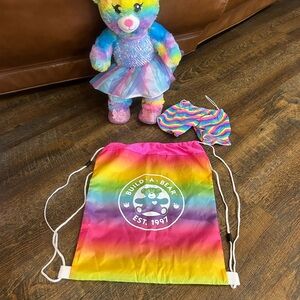 Build-A-Bear Colorful Plush with Rainbow Bag